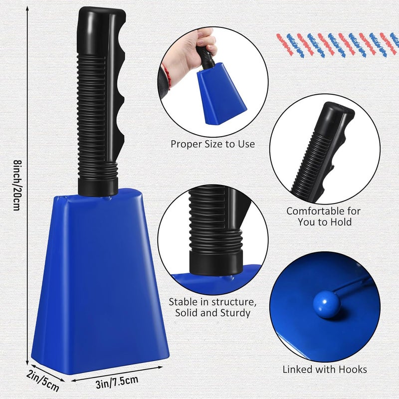 Fiada 12 Pcs Cow Bell 8 Inch Noise Makers for Sporting Events Loud Hand Bell Musical Cheering Cowbell with Handle for Football Classroom Graduation School Events - Image 2